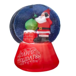Outdoor Christmas Decorations Airblown 5.5 Ft. Projection Inflatable Snow Flurry-Snow Globe Santa On The Rooftop Scene -Christmas Lights Sales airblown christmas inflatables 114690 40 1000