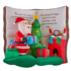 Outdoor Christmas Decorations Airblown 6.56 Ft. Inflatable Santa In Story Book Scene