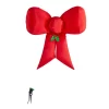 Outdoor Christmas Decorations Airblown 4.49 Ft. Inflatable Fuzzy Hanging Velvet Bow-Red With External Spotlight