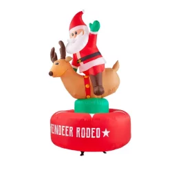 Outdoor Christmas Decorations Airblown 6.5 Ft. Animated Inflatable Santa And Reindeer Rodeo Scene -Christmas Lights Sales airblown christmas inflatables 118418 40 1000