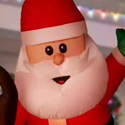 Outdoor Christmas Decorations Airblown 6.5 Ft. Animated Inflatable Santa And Reindeer Rodeo Scene -Christmas Lights Sales airblown christmas inflatables 118418 a0 1000