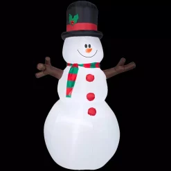 Outdoor Christmas Decorations Airblown 5 Ft. W X 8 Ft. H Inflatable Snowman With Christmas Scarf And Hat