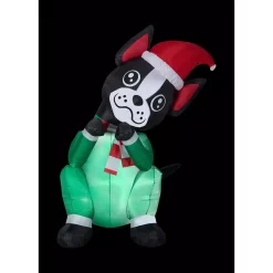 Outdoor Christmas Decorations Airblown 6 Ft. Inflatable Christmas Animated Airblown Begging Boston Terrier