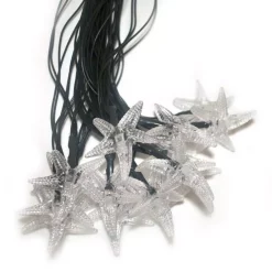 Christmas Lights ALEKO 30-Light LED White Starfish Solar Powered String Lights -Christmas Lights Sales aleko christmas novelty lights 2sl30ledstarfishwh hd 4f 1000