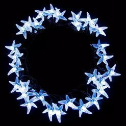Christmas Lights ALEKO 30-Light LED White Starfish Solar Powered String Lights