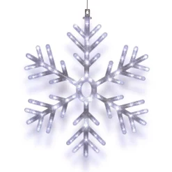 Christmas Lights Alpine Corporation 24 In. Tall Hanging Snowflake With LED Lights