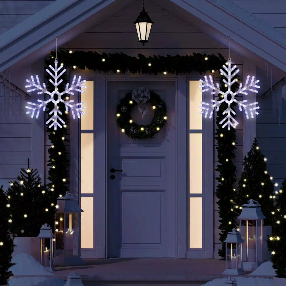 Christmas Lights Alpine Corporation 24 In. Tall Hanging Snowflake With LED Lights 8 Christmas Lights Alpine Corporation 24 In. Tall Hanging Snowflake With LED Lights - Image 6