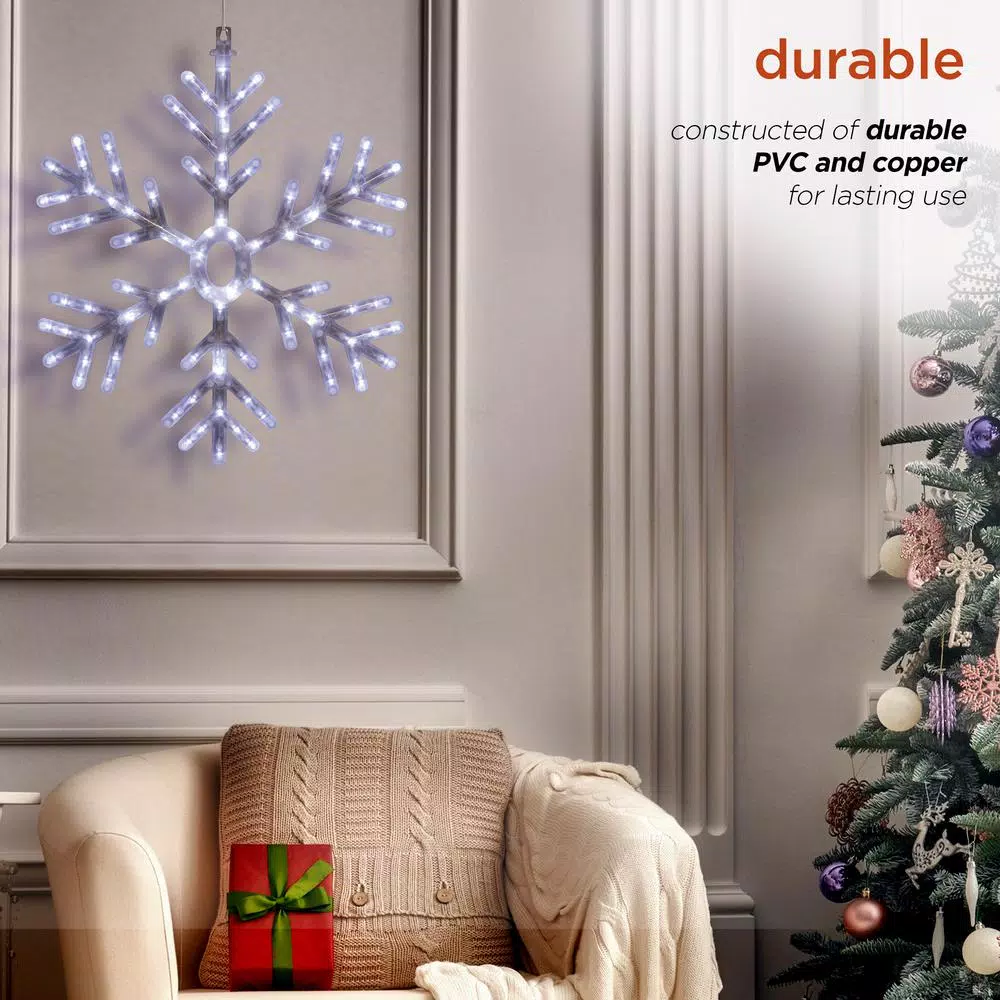 Christmas Lights Alpine Corporation 24 In. Tall Hanging Snowflake With LED Lights 9 Christmas Lights Alpine Corporation 24 In. Tall Hanging Snowflake With LED Lights - Image 7