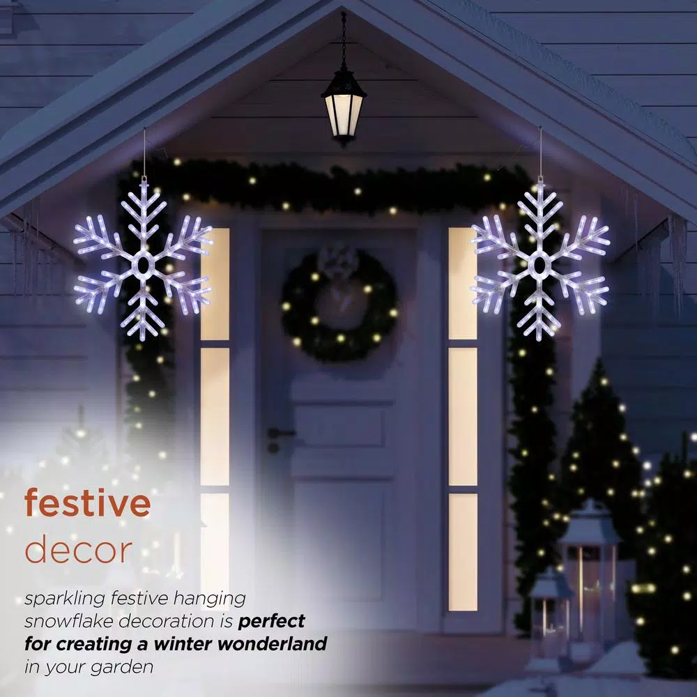 Christmas Lights Alpine Corporation 24 In. Tall Hanging Snowflake With LED Lights 6 Christmas Lights Alpine Corporation 24 In. Tall Hanging Snowflake With LED Lights - Image 4