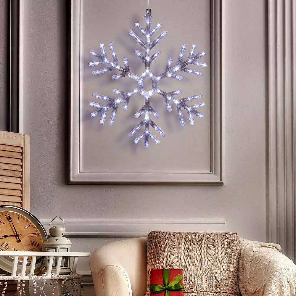 Christmas Lights Alpine Corporation 24 In. Tall Hanging Snowflake With LED Lights 4 Christmas Lights Alpine Corporation 24 In. Tall Hanging Snowflake With LED Lights - Image 2