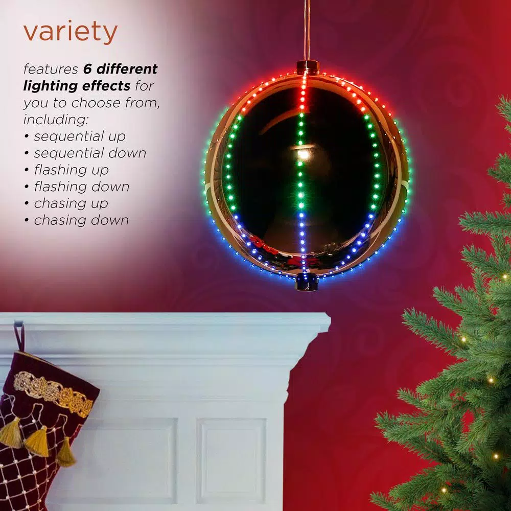 Christmas Tree Decorations Alpine Corporation 13 In. Tall Multi-Color LED Lights Alpine Hanging Christmas Ball Ornament, Silver 9 Christmas Tree Decorations Alpine Corporation 13 In. Tall Multi-Color LED Lights Alpine Hanging Christmas Ball Ornament, Silver - Image 7