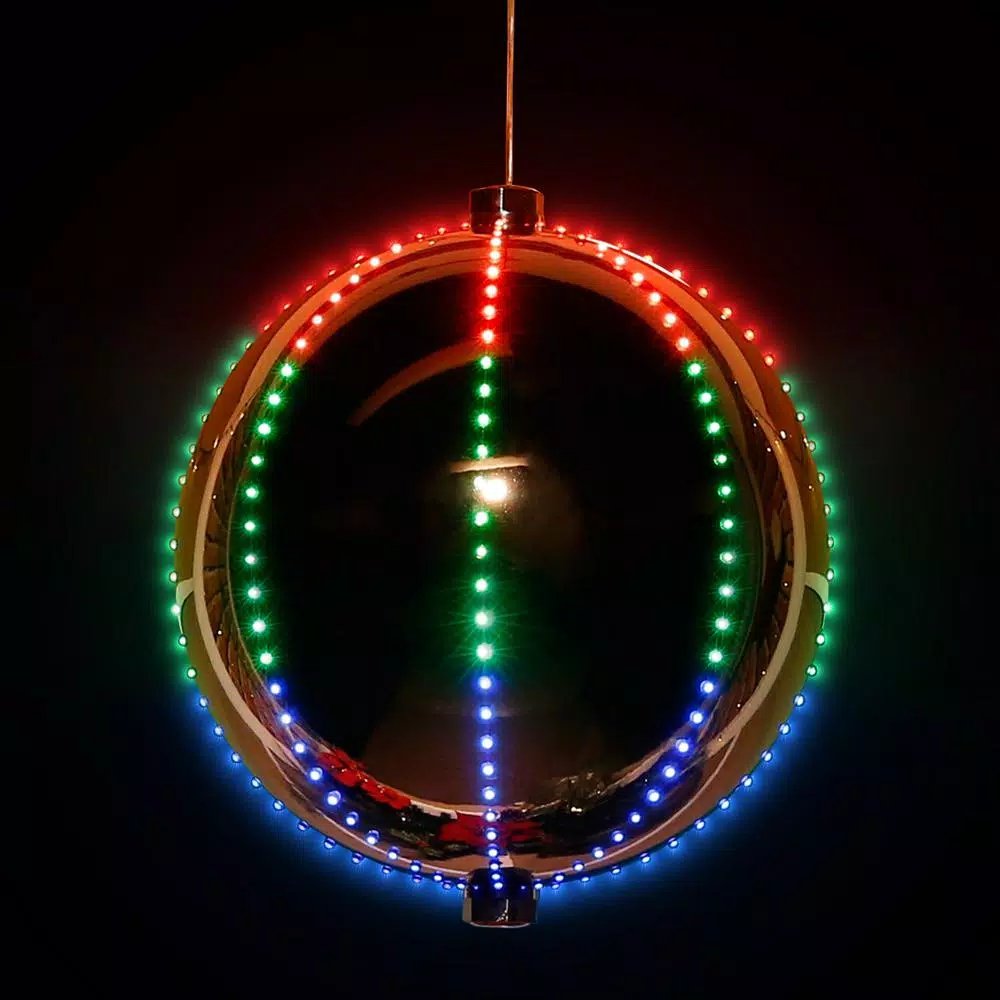 Christmas Tree Decorations Alpine Corporation 13 In. Tall Multi-Color LED Lights Alpine Hanging Christmas Ball Ornament, Silver 10 Christmas Tree Decorations Alpine Corporation 13 In. Tall Multi-Color LED Lights Alpine Hanging Christmas Ball Ornament, Silver - Image 8