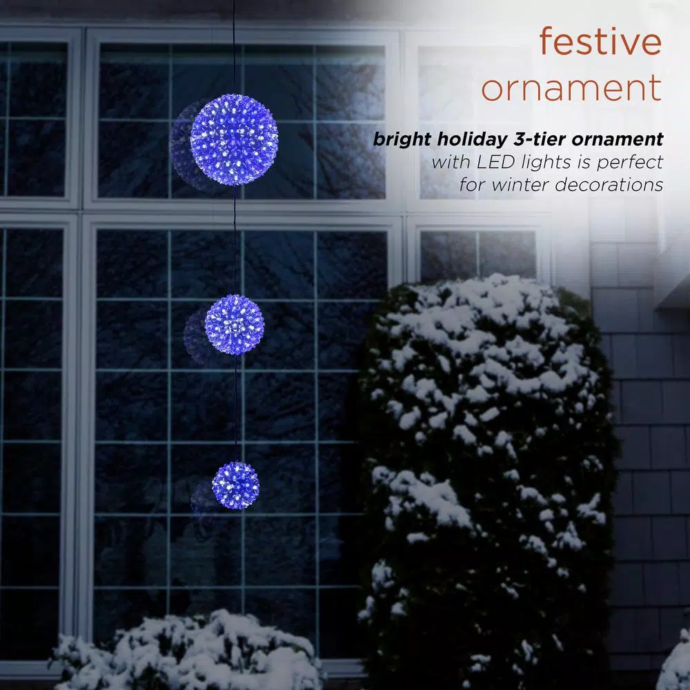 Christmas Tree Decorations Alpine Corporation 37 In. Tall 3-Tier Christmas Ornaments With Chasing Blue And White LED Lights 9 Christmas Tree Decorations Alpine Corporation 37 In. Tall 3-Tier Christmas Ornaments With Chasing Blue And White LED Lights - Image 7