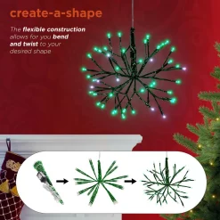 Christmas Tree Decorations Alpine Corporation 10 In. Tall Christmas Twig Snowflake Ornament With LED Lights, Green -Christmas Lights Sales alpine corporation christmas ornaments crd100s gn 1d 1000