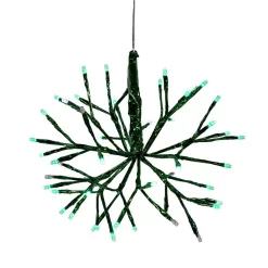 Christmas Tree Decorations Alpine Corporation 10 In. Tall Christmas Twig Snowflake Ornament With LED Lights, Green