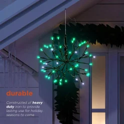 Christmas Tree Decorations Alpine Corporation 10 In. Tall Christmas Twig Snowflake Ornament With LED Lights, Green -Christmas Lights Sales alpine corporation christmas ornaments crd100s gn 66 1000