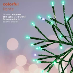 Christmas Tree Decorations Alpine Corporation 10 In. Tall Christmas Twig Snowflake Ornament With LED Lights, Green -Christmas Lights Sales alpine corporation christmas ornaments crd100s gn 77 1000