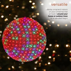 Outdoor Christmas Decorations Alpine Corporation 13 In. Diameter Large Flashing Sphere Ornament With Multi-Colored LED Lights -Christmas Lights Sales alpine corporation christmas yard decorations cor162mc 1d 1000