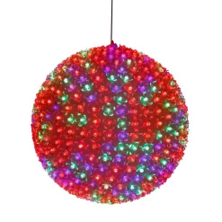 Outdoor Christmas Decorations Alpine Corporation 13 In. Diameter Large Flashing Sphere Ornament With Multi-Colored LED Lights