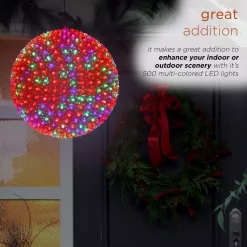 Outdoor Christmas Decorations Alpine Corporation 13 In. Diameter Large Flashing Sphere Ornament With Multi-Colored LED Lights -Christmas Lights Sales alpine corporation christmas yard decorations cor162mc a0 1000