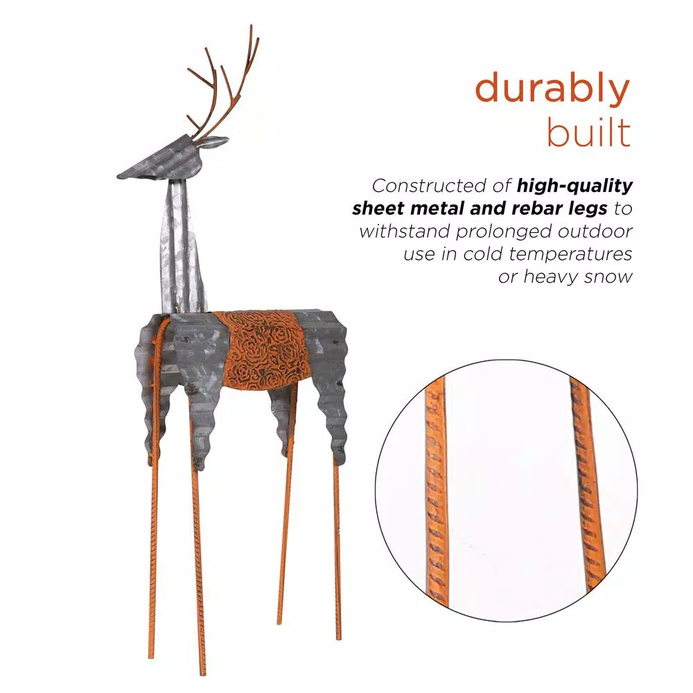 Outdoor Christmas Decorations Alpine Corporation 30 In. Tall Metal Rustic Standing Reindeer Christmas Decoration 7 Outdoor Christmas Decorations Alpine Corporation 30 In. Tall Metal Rustic Standing Reindeer Christmas Decoration - Image 5
