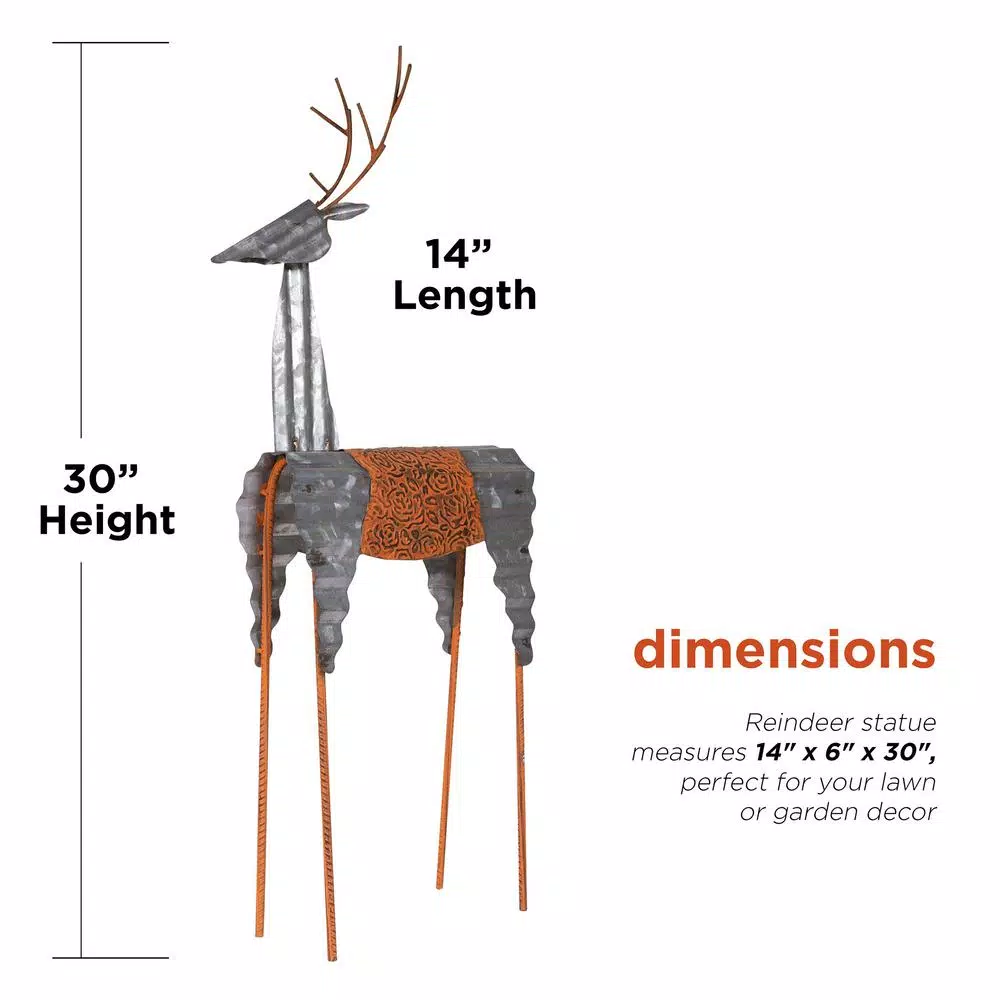 Outdoor Christmas Decorations Alpine Corporation 30 In. Tall Metal Rustic Standing Reindeer Christmas Decoration 5 Outdoor Christmas Decorations Alpine Corporation 30 In. Tall Metal Rustic Standing Reindeer Christmas Decoration - Image 3