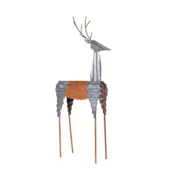 Outdoor Christmas Decorations Alpine Corporation 30 In. Tall Metal Rustic Standing Reindeer Christmas Decoration
