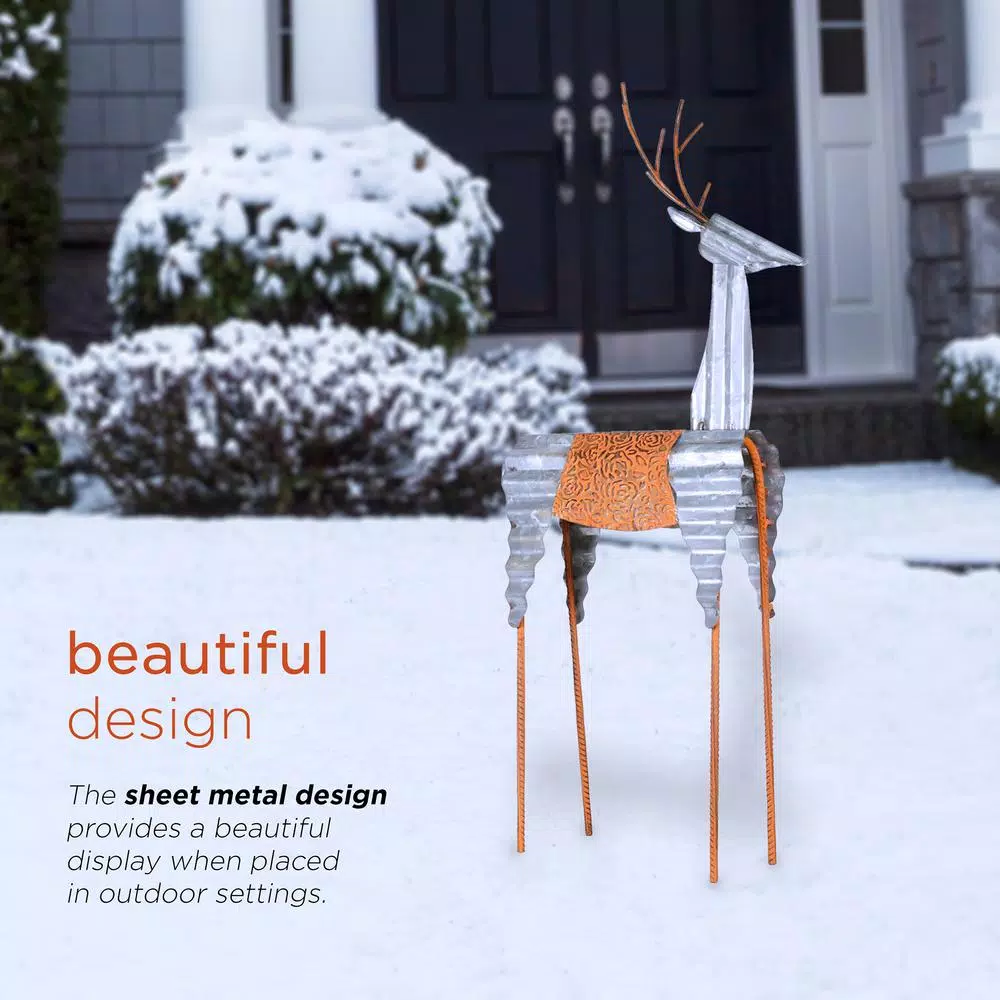 Outdoor Christmas Decorations Alpine Corporation 30 In. Tall Metal Rustic Standing Reindeer Christmas Decoration 8 Outdoor Christmas Decorations Alpine Corporation 30 In. Tall Metal Rustic Standing Reindeer Christmas Decoration - Image 6