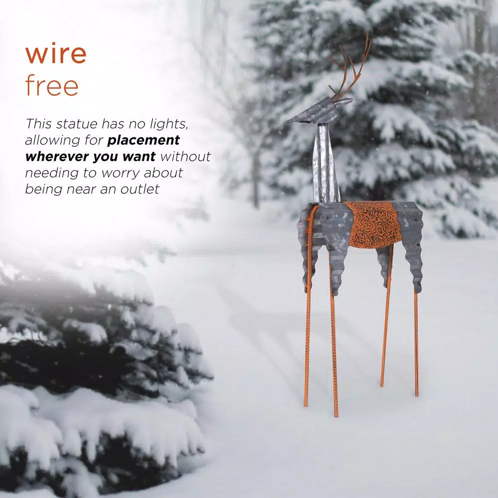 Outdoor Christmas Decorations Alpine Corporation 30 In. Tall Metal Rustic Standing Reindeer Christmas Decoration 6 Outdoor Christmas Decorations Alpine Corporation 30 In. Tall Metal Rustic Standing Reindeer Christmas Decoration - Image 4