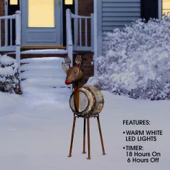 Outdoor Christmas Decorations Alpine Corporation 33 In. Tall Weathered Barrel Reindeer With Warm White LED Lights -Christmas Lights Sales alpine corporation christmas yard decorations ors728 1d 1000