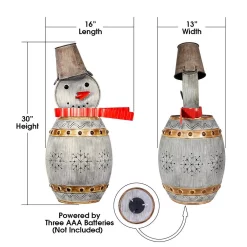 Outdoor Christmas Decorations Alpine Corporation 30 In. Tall Weathered Barrel Snowman With Warm White LED Lights -Christmas Lights Sales alpine corporation christmas yard decorations ors730 40 1000