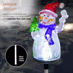 Outdoor Christmas Decorations Alpine Corporation Solar Snowman Garden Stake With Fiber Optic Lights (Set Of 2) -Christmas Lights Sales alpine corporation christmas yard decorations qlp1103slr 2 1d 1000