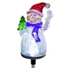 Outdoor Christmas Decorations Alpine Corporation Solar Snowman Garden Stake With Fiber Optic Lights (Set Of 2) -Christmas Lights Sales alpine corporation christmas yard decorations qlp1103slr 2 64 1000