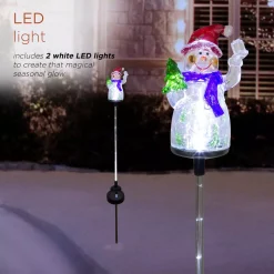 Outdoor Christmas Decorations Alpine Corporation Solar Snowman Garden Stake With Fiber Optic Lights (Set Of 2) -Christmas Lights Sales alpine corporation christmas yard decorations qlp1103slr 2 77 1000
