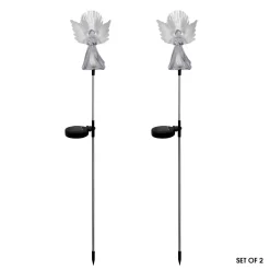 Outdoor Christmas Decorations Alpine Corporation 37 In. Tall Solar Angel Garden Stake With Fiber Optic Wings And LED Lights (Set Of 2) -Christmas Lights Sales alpine corporation christmas yard decorations rgg356slr wt 2 4f 1000