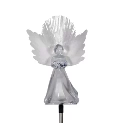 Outdoor Christmas Decorations Alpine Corporation 37 In. Tall Solar Angel Garden Stake With Fiber Optic Wings And LED Lights (Set Of 2)