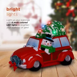 Outdoor Christmas Decorations Alpine Corporation Snowman In Red Woody Car Decor With LED Lights -Christmas Lights Sales alpine corporation christmas yard decorations sll2182rd 1d 1000