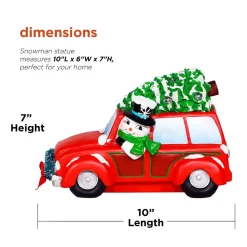 Outdoor Christmas Decorations Alpine Corporation Snowman In Red Woody Car Decor With LED Lights -Christmas Lights Sales alpine corporation christmas yard decorations sll2182rd 40 1000
