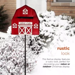 Outdoor Christmas Decorations Alpine Corporation 54 In. Tall Metal Letters To Santa Red Barnhouse Mailbox Garden Stake -Christmas Lights Sales alpine corporation christmas yard decorations yhl380hh 1d 1000