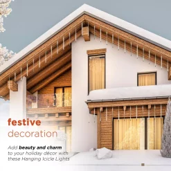 Christmas Lights Alpine Corporation Hanging Icicle Lights With Chasing Warm White LED Lights -Christmas Lights Sales alpine corporation icicle lights cor134ww 10 66 1000