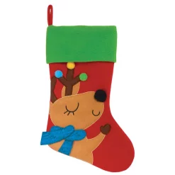 Indoor Christmas Decorations Amscan 18 In. Multi-Color Christmas Felt Fabric Reindeer Stockings (3-Pieces)