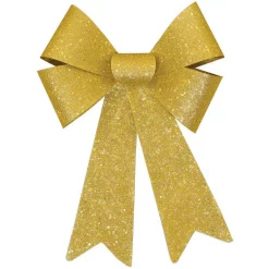 Christmas Tree Decorations Amscan 13 In. Glitter Bow In Gold (4-Pack)