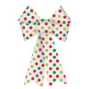 Christmas Tree Decorations Amscan 13.75 In. X 10 In. Christmas Green And Red Polka Dot Plastic Glitter Bow (4-Pack) -Christmas Lights Sales amscan christmas tree ribbon 241908 64 1000
