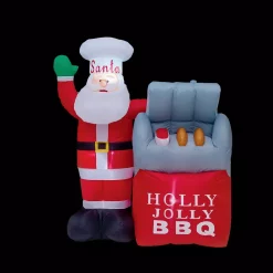 Outdoor Christmas Decorations Brite Star 5 Ft. H X 3.4 Ft. W BBQ Santa Inflatable Airblown