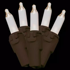 Christmas Lights Brite Star 300-Light (2×150-Light) Clear String To String Light Set, Brown Wire