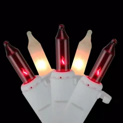 Brite Star 50-Light Red And Frosted Clear Mini Incandescent Window Curtain Icicle Christmas Lights With White Wire