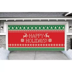 Outdoor Christmas Decorations My Door Decor 7 Ft. X 16 Ft. Ugly Christmas Sweater Happy Holidays-Christmas Garage Door Decor Mural For Double Car Garage -Christmas Lights Sales christmas flags 285905xmas 018 4f 1000