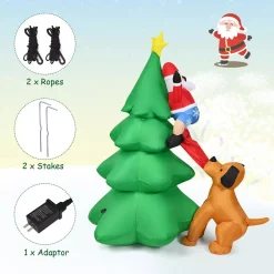 Outdoor Christmas Decorations Costway 6.5 Ft. Pre-lit LED Lights Christmas Inflatable Tree Santa Christmas Inflatable With Zipper -Christmas Lights Sales costway christmas inflatables cm21705us 44 1000