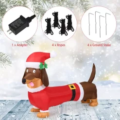 Outdoor Christmas Decorations Costway 5 Ft. Pre-Lit LED Lights Christmas Dog Christmas Inflatable With Waterproof Fan -Christmas Lights Sales costway christmas inflatables cm22881us fa 1000