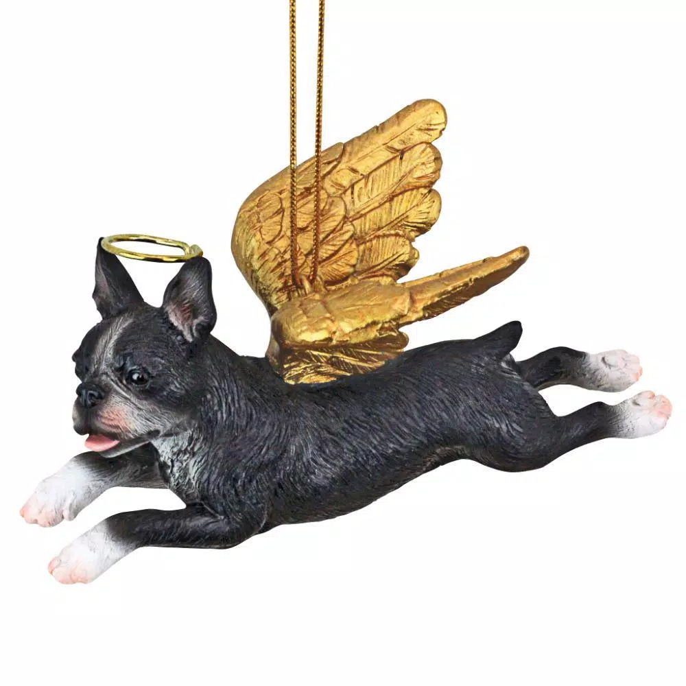 Christmas Tree Decorations Design Toscano 2.5 In. Honor The Pooch Boston Terrier Holiday Dog Angel Ornament 5 Christmas Tree Decorations Design Toscano 2.5 In. Honor The Pooch Boston Terrier Holiday Dog Angel Ornament - Image 3